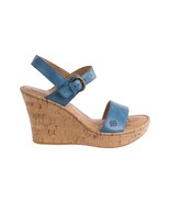 Born Lenore Leather Platform Wedge Sandal Blue Shoes Open Toe, Size 9 - £13.90 GBP