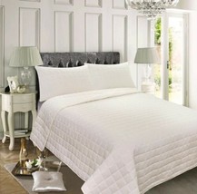 Gaby White Solid Color Decorative Bedspread Quilted Set 3 Pcs King Size - £38.99 GBP
