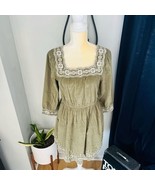 MADEWELL Embroidered Square Neck Corduroy Minidress, Small (2/4), Tan, NWT - $1,843.49 MXN