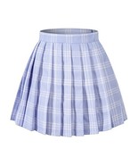 Girl&#39;s A-line Kilt Plaid Pleated Skirts (XS,Blue mixed white ) - £15.85 GBP