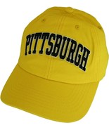 Pittsburgh City Name Buckle Back Adjustable Cotton Baseball Cap (Gold/Bl... - $27.28 CAD