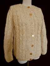 Vintage 60s Gilberti Italy Mohair Cardigan Sweater M Hand Knitted Golden Yellow - £70.76 GBP
