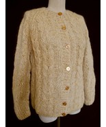 Vintage 60s Gilberti Italy Mohair Cardigan Sweater M Hand Knitted Golden... - £71.84 GBP