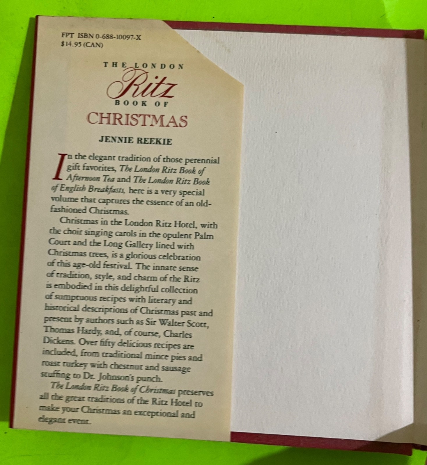 Vtg The London Ritz Book of Christmas: The Art & Pleasures… by Reekie (HCDJ 1989 Item image 2