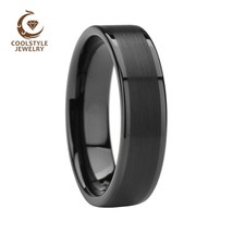 6MM Womens Mens Black Tungsten Carbide Rings Wedding Bands Brushed &amp; Polished An - £19.58 GBP