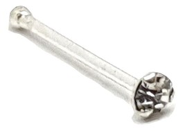 Nose Stud Tiny Silver Tri Claw Set Clear Crystal Gem Ball End 22g (0.6mm) - £3.97 GBP