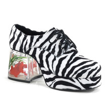 Men&#39;s Faux Zebra Fur Goldfish Heel Retro Disco Pimp Halloween Costume Shoes - $89.95