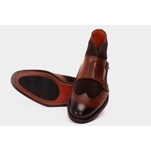 The Albus Tan Leather & Suede Double Strap Monk Brogue Men Boot image 6