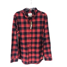 Goodfellow &amp; Co Mens L Red &amp; Black Plaid Button-Up Long Sleeve Shirt Flannel NWT - $11.74