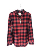 Goodfellow &amp; Co Mens L Red &amp; Black Plaid Button-Up Long Sleeve Shirt Fla... - $218.36 MXN