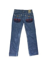 Crown Holder Jeans Mens 34 X 31 Hip Hop Y2K Embroidered Gothic Studded - £29.89 GBP