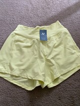 HALARA Womens Shorts XL Neon Yellow Crossover Pull On High Waisted Pockets - £14.03 GBP