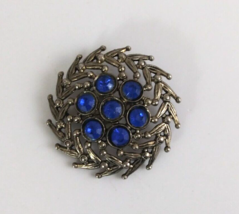 Vintage Beautiful Silver &amp; Blue Jeweled 2&quot; Broach Lapel Hat Pin - $8.25