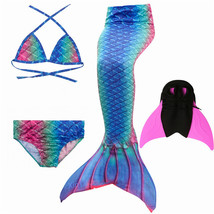 Swimmable Mermaid Tail with Monofin Kid Swimming Costume with Fin  - £23.97 GBP