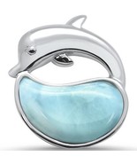 Sterling Silver Natural Larimar Dolphin Pendant - $58.54 CAD