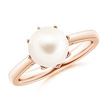 ANGARA 8mm Freshwater Pearl Solitaire Crown Ring in 14K Solid Gold - £254.78 GBP