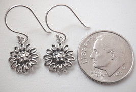 Blooming Sunflower 925 Sterling Silver Dangle Earrings small - £9.34 GBP