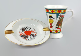 Vtg playing cards ashtray coffee mug deck of cards bridge poker gift gam... - $34.25