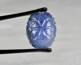 Antique Natural Blue Sapphire Carved Oval 40.54 Carats Gemstone For Designing - £1,746.59 GBP