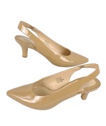 Ros Hommerson Kaitlin Slingback Kitten Heels Taupe Patent Leather Shoes ... - £19.05 GBP