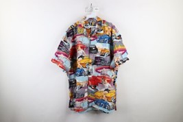 Vtg 90s Mens 2XL American Diner Drive In Pin Up Girl Hot Rod Button Shirt USA - £62.18 GBP