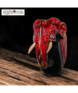 Sri Lankan handcrafted wooden elephant decorated with Batik technique - $51.74
