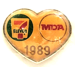1989 7-Eleven MDA Heart Pin Charity Fundraising Muscular Dystrophy Vintage - $12.99