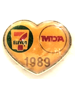 1989 7-Eleven MDA Heart Pin Charity Fundraising Muscular Dystrophy Vintage - $237.43 MXN