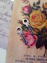 10 Miniature Key Charms Antique Silver Skeleton Keys Steampunk Findings - £1.79 GBP
