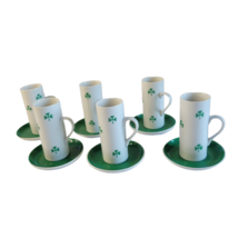 6 Schmid Porcelain Shamrock Cafe au Lait Demitasse Cup &amp; Saucer Sets L T... - £36.55 GBP