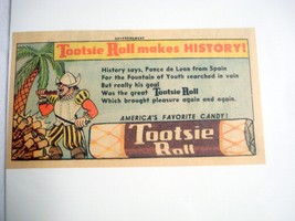 1963 Ad Tootsie Roll Makes History Featuring Ponce de Leon from Spain - £6.28 GBP
