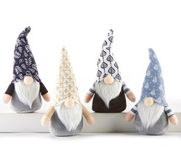 Plush Gnome Figurines Set 4  9&quot; High Blue Gray Beige White Beard Bulbous... - £27.24 GBP