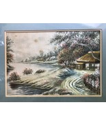Vintage Japanese Silk Embroidered Picture Art Handmade with One Needle 1957 - $133.13 CAD