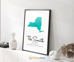 Personalized Map GPS Coordinates Sign Custom Home Address Map Room Decor -PB29 - $30.35+