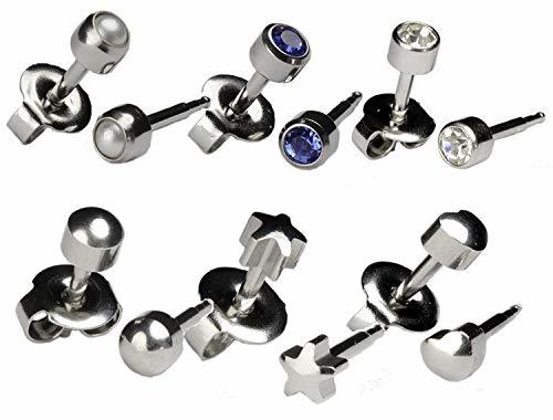 Ear Piercing Earrings Silver 6 Pairs Of 4mm 16ga Stainless Steel Univers... - $7.00