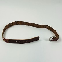 Fossil Leather Brown Braided Linked Womens 43&quot; Brown Multicolor Waist Belt - $23.74