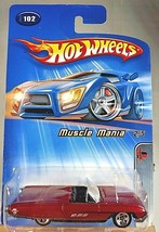 2005 Hot Wheels #102 Muscle Mania 2/5 1963 T-BIRD Red w/Chrome 5 Spoke Wheels - £6.34 GBP