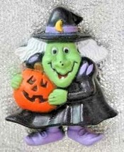 Russ Charming Halloween Witch with Jack-O-Lantern Brooch - £10.35 GBP