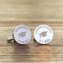 Personalised Engraved Cufflinks Graduation Men&#39;s Cufflinks Gift Men&#39;s University - £12.74 GBP