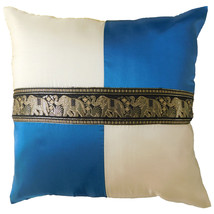 KN359 blue Cushion cover Elephant checkered Throw Pillow Decoration Case - £7.16 GBP