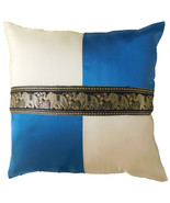 KN359 blue Cushion cover Elephant checkered Throw Pillow Decoration Case - $8.99