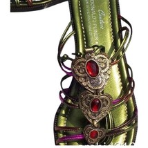 Donald Pliner Metallic Copper Leather Shoe Sandal New Red Gem Stone $265... - $106.00