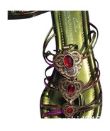 Donald Pliner Metallic Copper Leather Shoe Sandal New Red Gem Stone $265... - $144.97 CAD