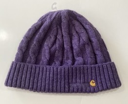 Carhartt: Acrylic Cable Knit Cuffed Beanie Hat in Purple - $18.69