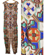 Lola P Jumpsuit Romper Size Medium One Piece Geometric Y2K Boho Gypsy Ar... - $68.00 CAD