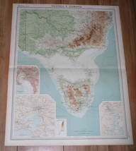 1922 Original Map Of Victoria Melbourne Canberra / Tasmania Hobart / Australia - £19.39 GBP