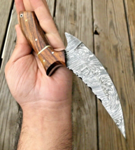 Handmade Damascus Steel Alaskan Skinning knife Pizza Cutter Full Tang Sh... - $23.72