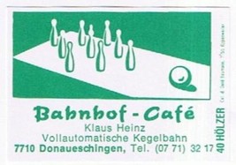 Matchbox Label Germany Bahnhof Cafe Bowling Donaueschingen - $0.98