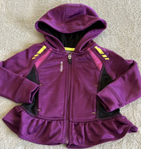 Reebok Girls Purple Long Sleeve Hoodie Full Zip Jacket Ruffles 18 Months - $8.33