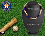 Rhinestone Crystal Beaded Bead Baseball Necklace Orange Blue Houston Astros - £18.12 GBP+